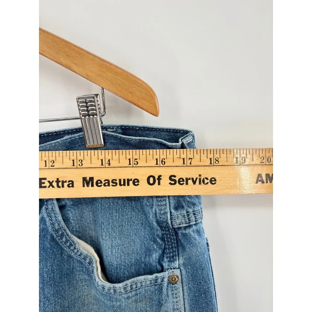 Key Industries Y2K Carpenter Jeans Mens 36x32 Workwear Faded Blue Heavy Denim